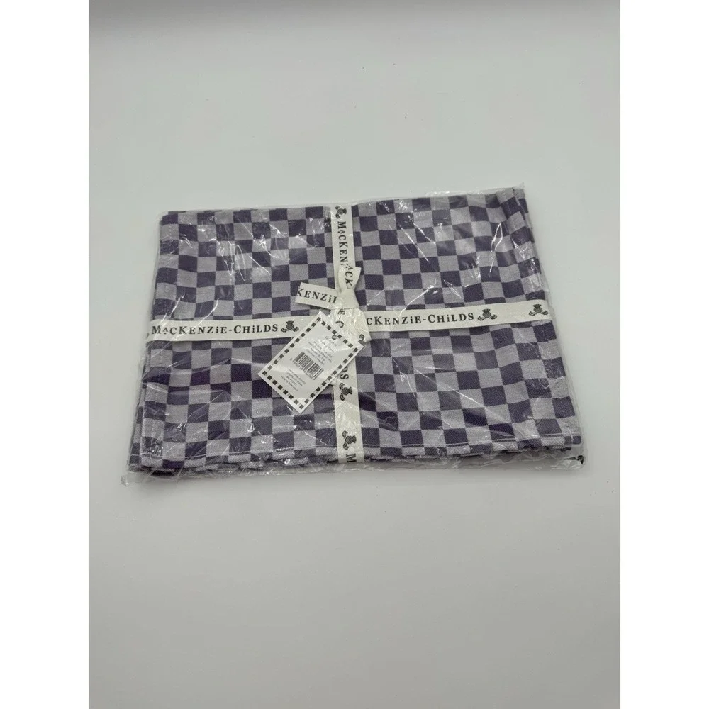 MacKenzie-Childs Plum Check Placemats Set of 4 Purple Cotton 13x18.5 NEW